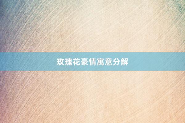 玫瑰花豪情寓意分解