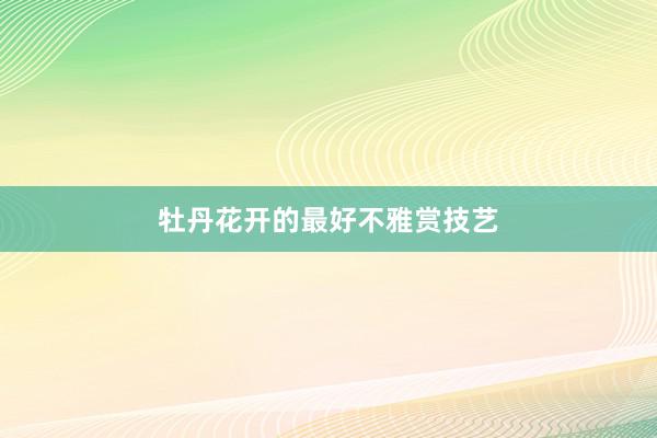 牡丹花开的最好不雅赏技艺