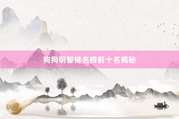狗狗明智排名榜前十名揭秘