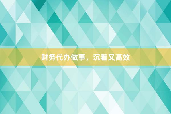 财务代办做事，沉着又高效